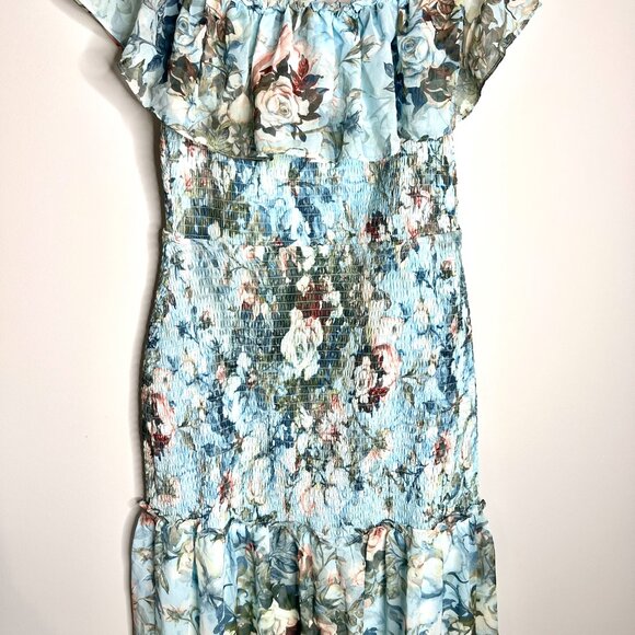 Baltic Born Amalfi Smocked Maxi Dress in Blue Floral Romantic Wedding Sz 2XL - Picture 4 of 7